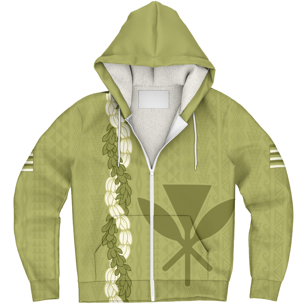 Hawaii Sherpa Hoodie Flower Lei Kanaka Maoli Polynesia Island Style