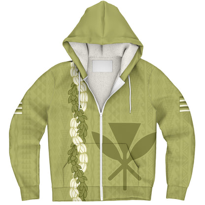 Hawaii Sherpa Hoodie Flower Lei Kanaka Maoli Polynesia Island Style