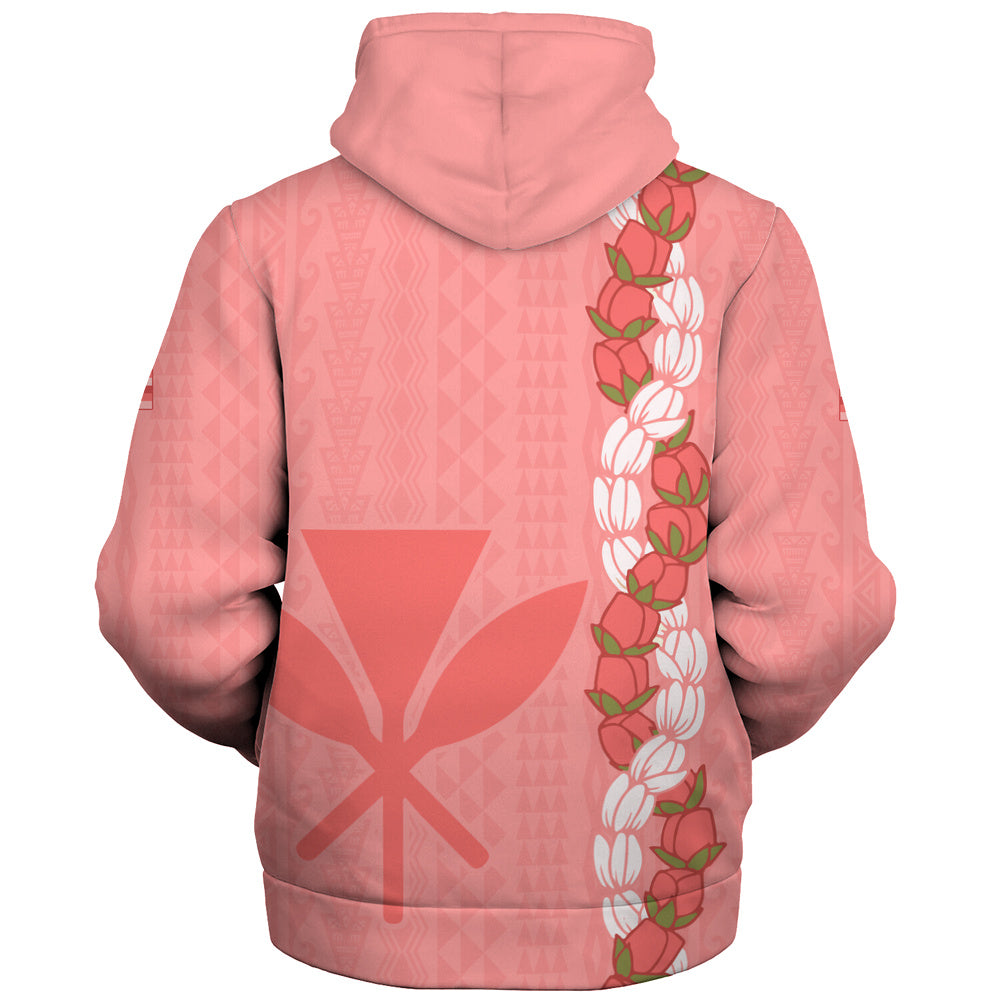 Hawaii Sherpa Hoodie Flower Lei Kanaka Maoli Polynesia Island Style
