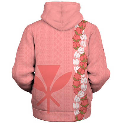 Hawaii Sherpa Hoodie Flower Lei Kanaka Maoli Polynesia Island Style