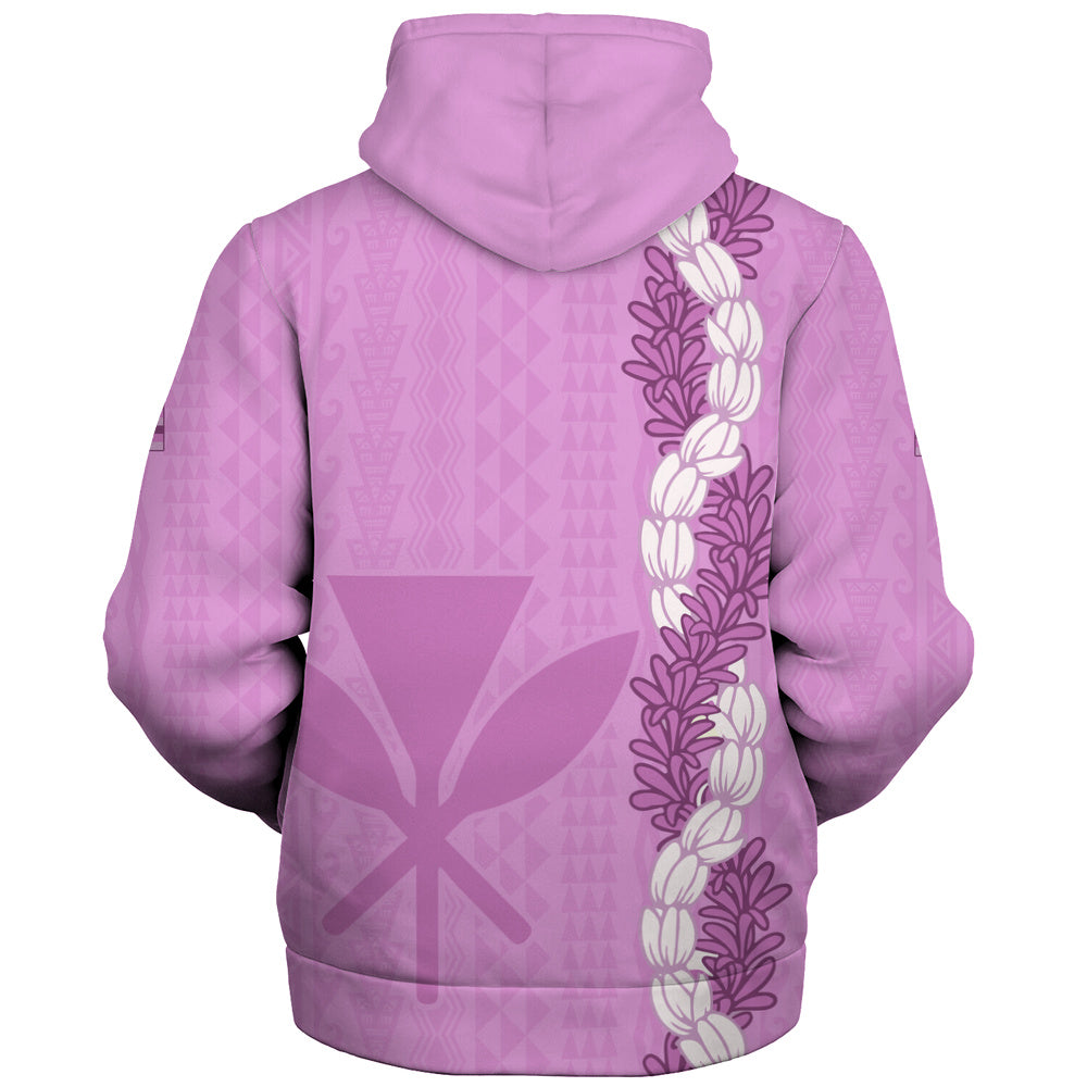Hawaii Sherpa Hoodie Flower Lei Kanaka Maoli Polynesia Island Style