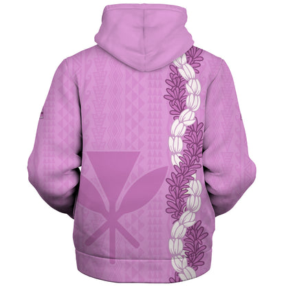 Hawaii Sherpa Hoodie Flower Lei Kanaka Maoli Polynesia Island Style
