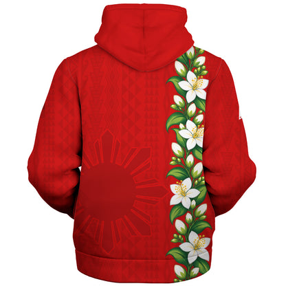 Philippines Filipinos Sherpa Hoodie Sampaguita Flower Tribal Polynesian Sun Island Style