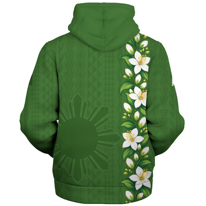 Philippines Filipinos Sherpa Hoodie Sampaguita Flower Tribal Polynesian Sun Island Style