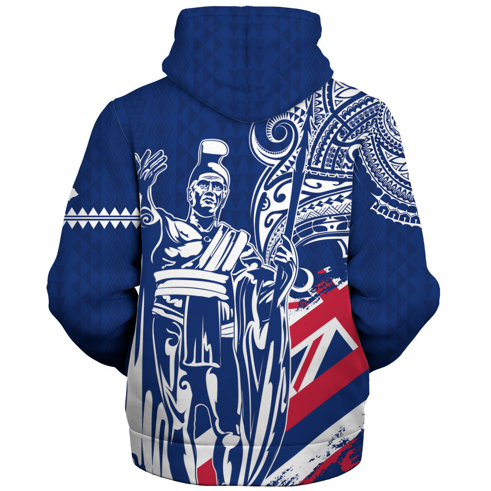Hawaii Sherpa Hoodie King Kamehameha Hawaiian Flag Polynesian Pride