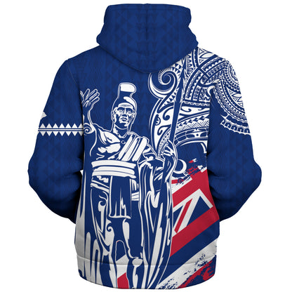 Hawaii Sherpa Hoodie King Kamehameha Hawaiian Flag Polynesian Pride