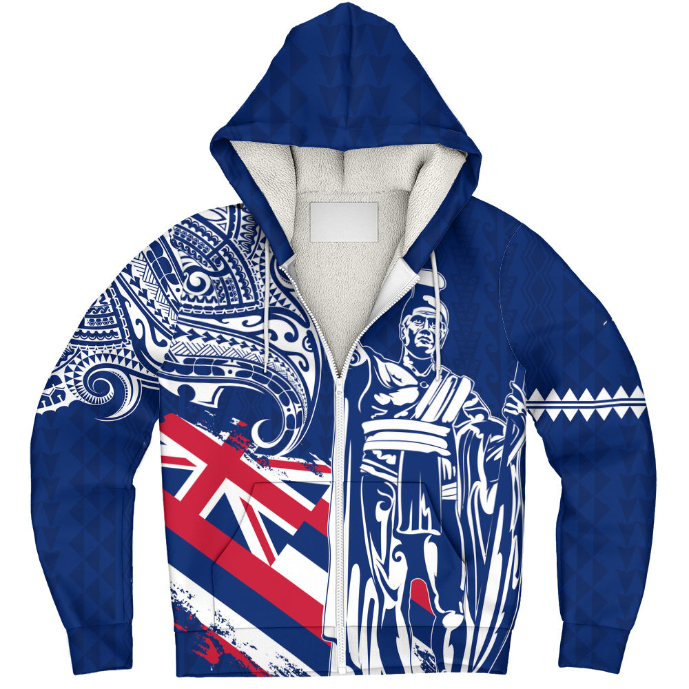 Hawaii Sherpa Hoodie King Kamehameha Hawaiian Flag Polynesian Pride