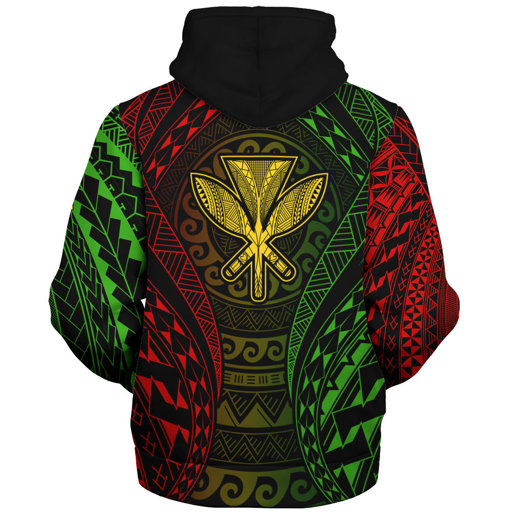 Hawaii Sherpa Hoodie Kanaka Maoli Flag Tribal Tattoo Pattern