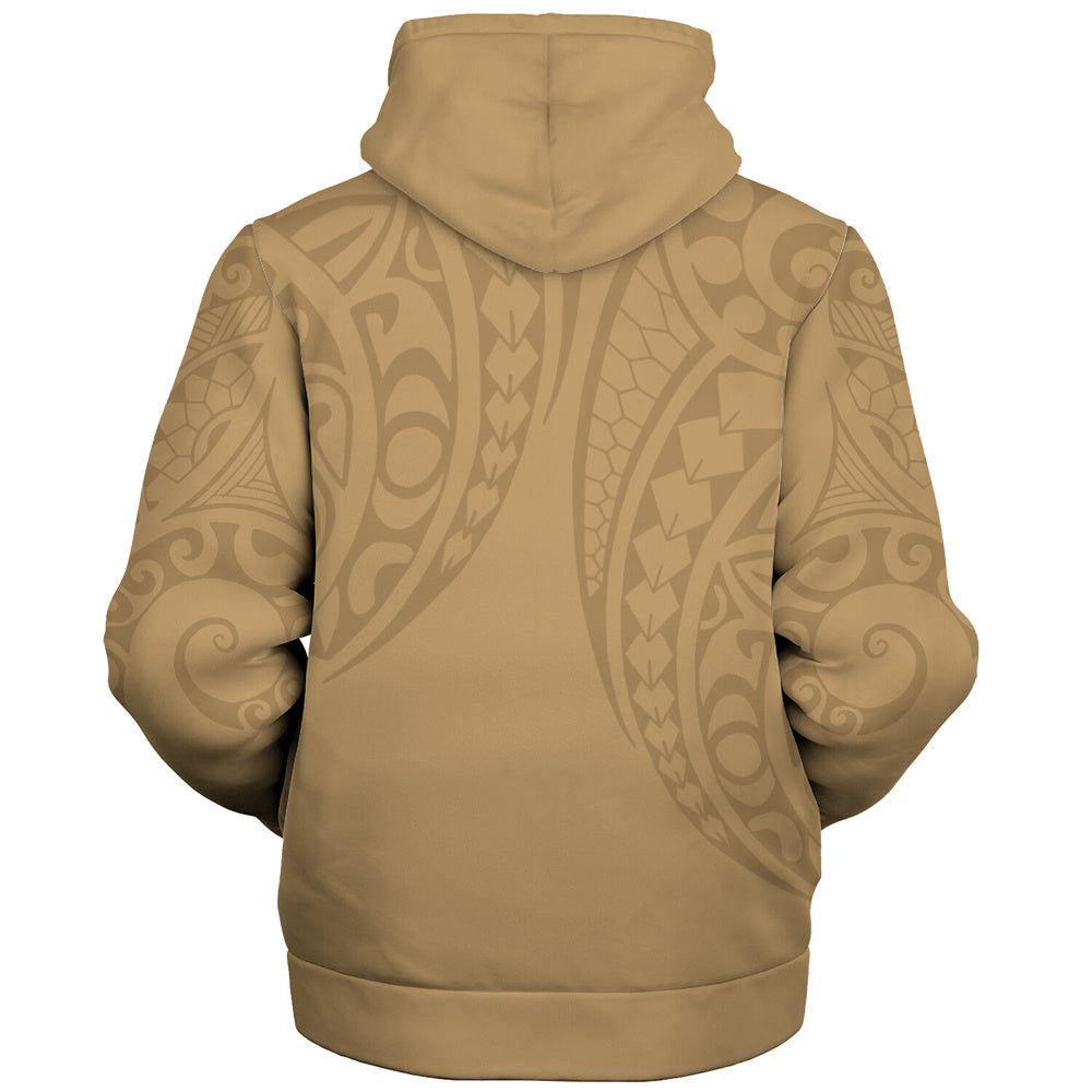 Hawaii Sherpa Hoodie Map Kakau Style Golden