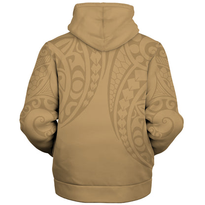 Hawaii Sherpa Hoodie Only Polynesian Kakau Style Golden