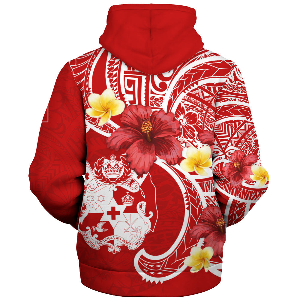 Tonga Sherpa Hoodie Royal Kingdom Crest Hibiscus Polynesian Tribal Heritage