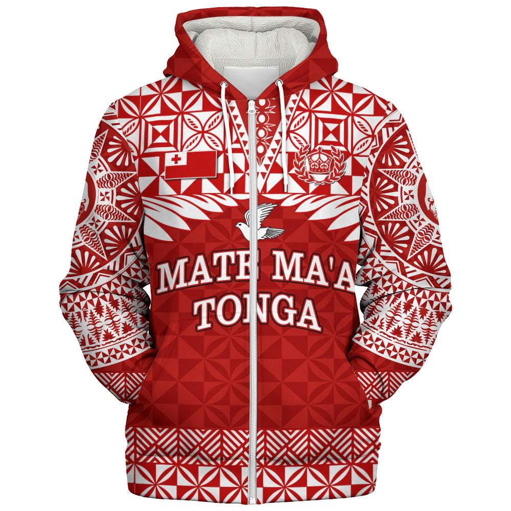 Tonga Sherpa Hoodie Mate Ma'a Tonga Rugby Royal Crown Polynesian Tribal Pride