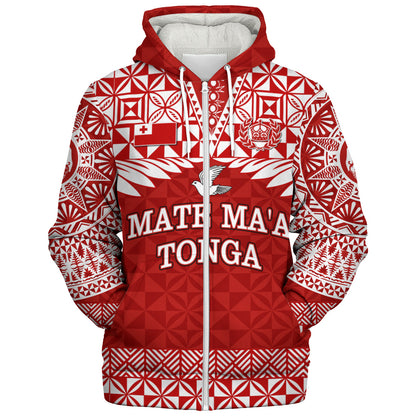 Tonga Sherpa Hoodie Mate Ma'a Tonga Rugby Royal Crown Polynesian Tribal Pride
