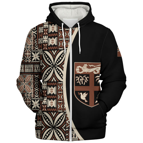 Fiji Sherpa Hoodie Coat Of Arms Traditional Fijian Tribal Heritage