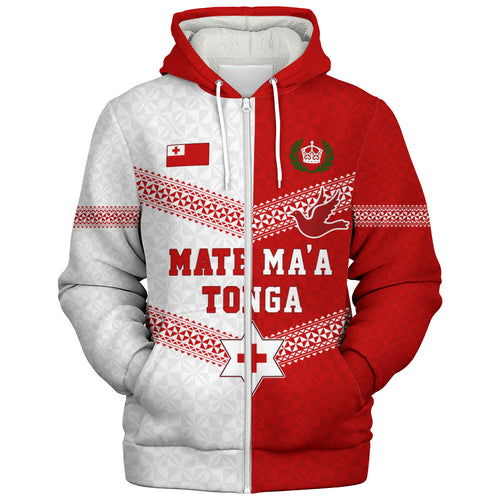 Tonga Sherpa Hoodie Mate Ma'a Tonga Rugby Ngatu Tribal Half Style