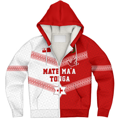 Tonga Sherpa Hoodie Mate Ma'a Tonga Rugby Ngatu Tribal Half Style