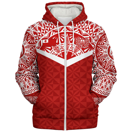 Tonga Sherpa Hoodie Royal Tongan Crest Polynesian Tribal Rugby Heritage Style