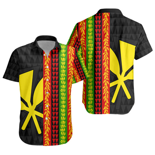 Hawaii Short Sleeve Shirt Flag Tribal Stripe Island Pride Style