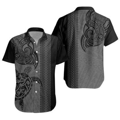 Hawaii Short Sleeve Shirt Polynesia Tribal Turtle Tattoo
