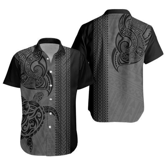 Hawaii Short Sleeve Shirt Polynesia Tribal Turtle Tattoo