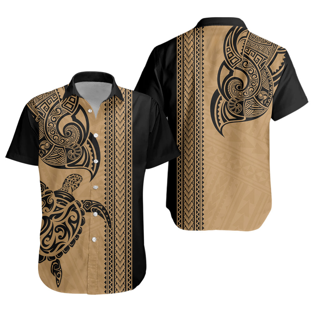 Hawaii Short Sleeve Shirt Polynesia Tribal Turtle Tattoo