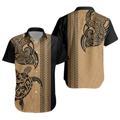 Hawaii Short Sleeve Shirt Polynesia Tribal Turtle Tattoo