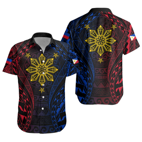 Philippines Filipinos Short Sleeve Shirt Sun Flag Tribal Tattoo Pattern