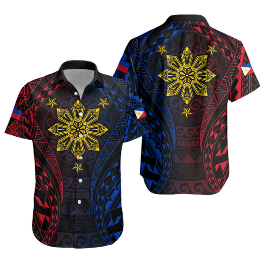 Philippines Filipinos Short Sleeve Shirt Sun Flag Tribal Tattoo Pattern
