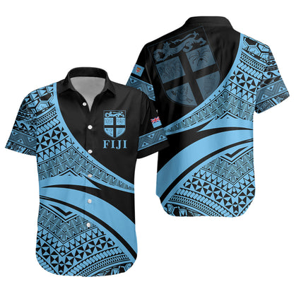 Fiji Short Sleeve Shirt Coat Of Arms Flag Masi Tapa Tribal Style