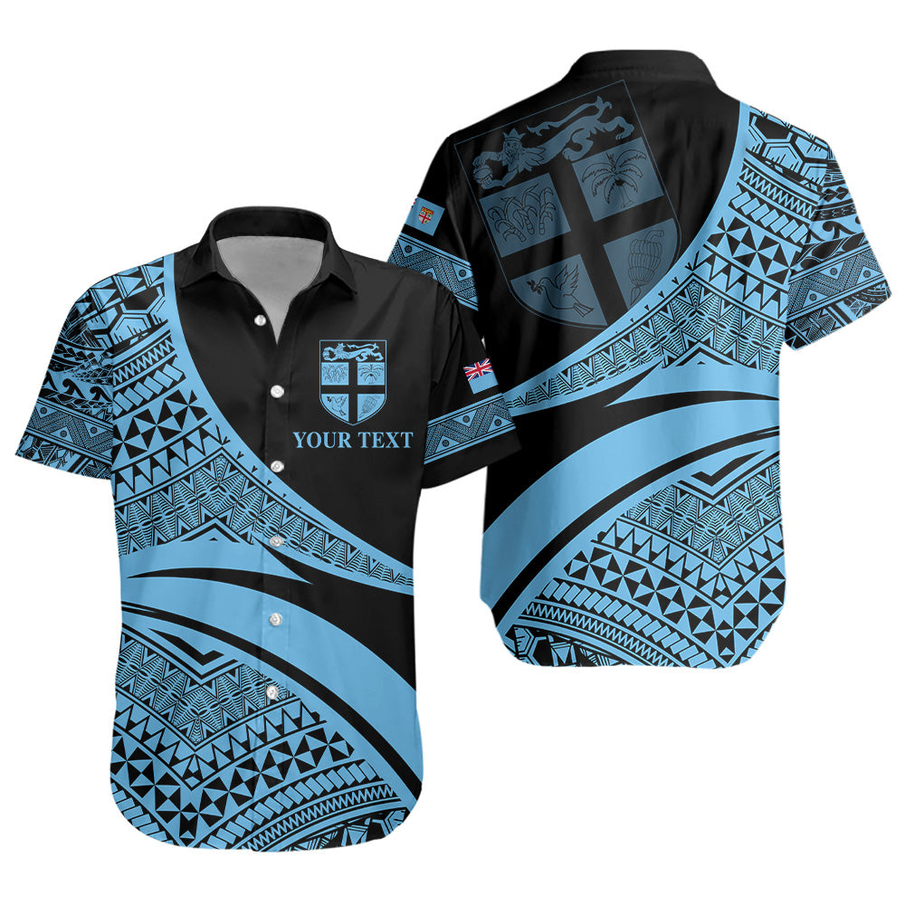 Fiji Short Sleeve Shirt Coat Of Arms Flag Masi Tapa Tribal Style