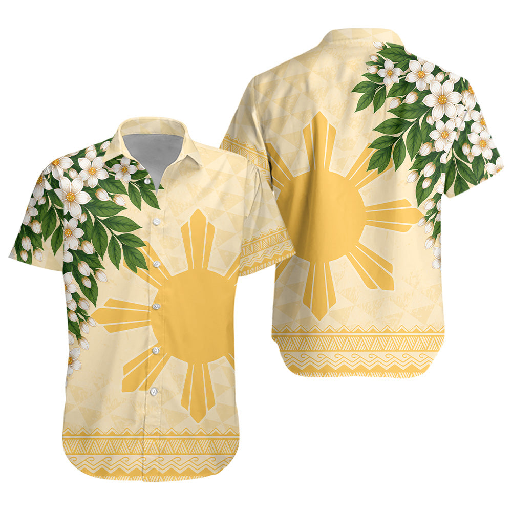 Philippines Filipinos Short Sleeve Shirt Sampaguita Sunshine Bloom Style