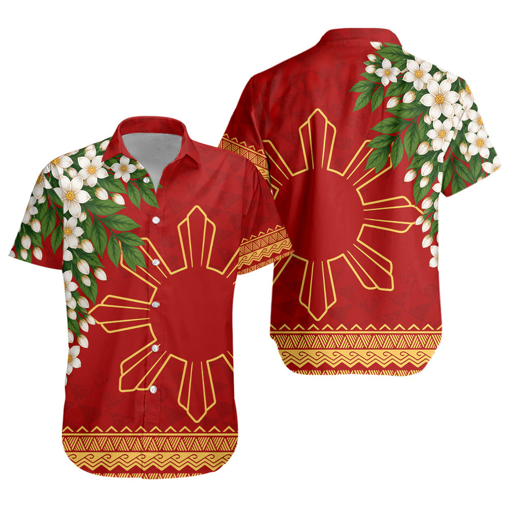 Philippines Filipinos Short Sleeve Shirt Sampaguita Sunshine Bloom Style