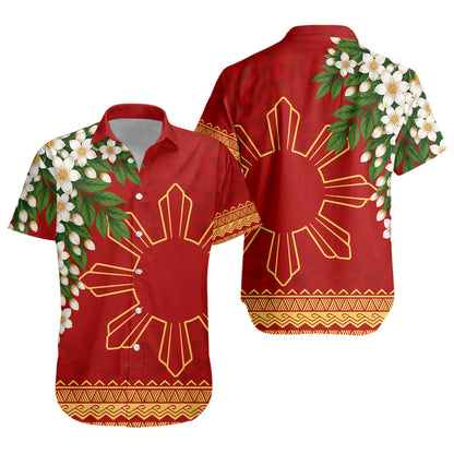 Philippines Filipinos Short Sleeve Shirt Sampaguita Sunshine Bloom Style