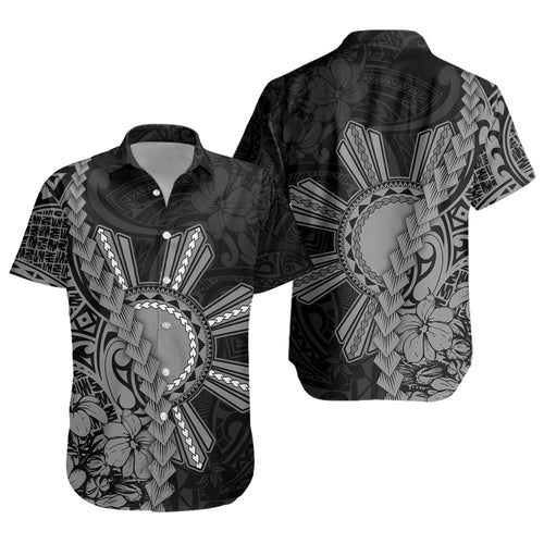 Philippines Filipinos Short Sleeve Shirt Sampaguita Flower Tribal Fusion Style