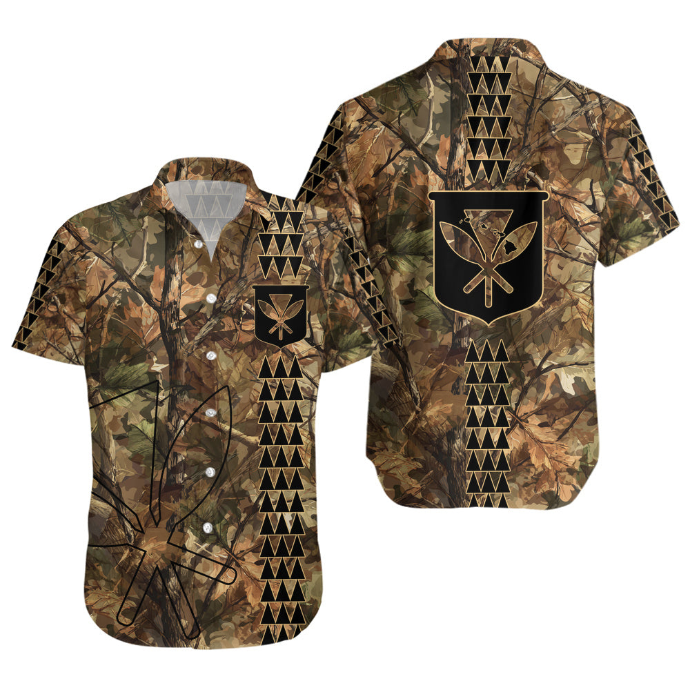 Hawaii Short Sleeve Shirt Woodland Kanaka Camo Style