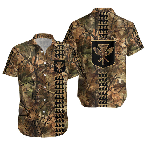 Hawaii Short Sleeve Shirt Woodland Kanaka Camo Style