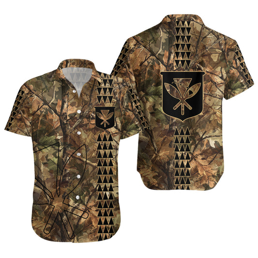 Hawaii Short Sleeve Shirt Woodland Kanaka Camo Style