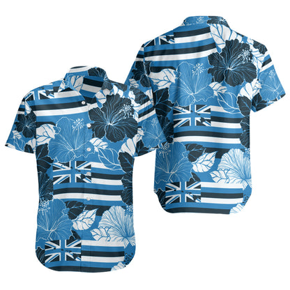 Hawaii Short Sleeve Shirt Hibiscus Flag Map Island Pride