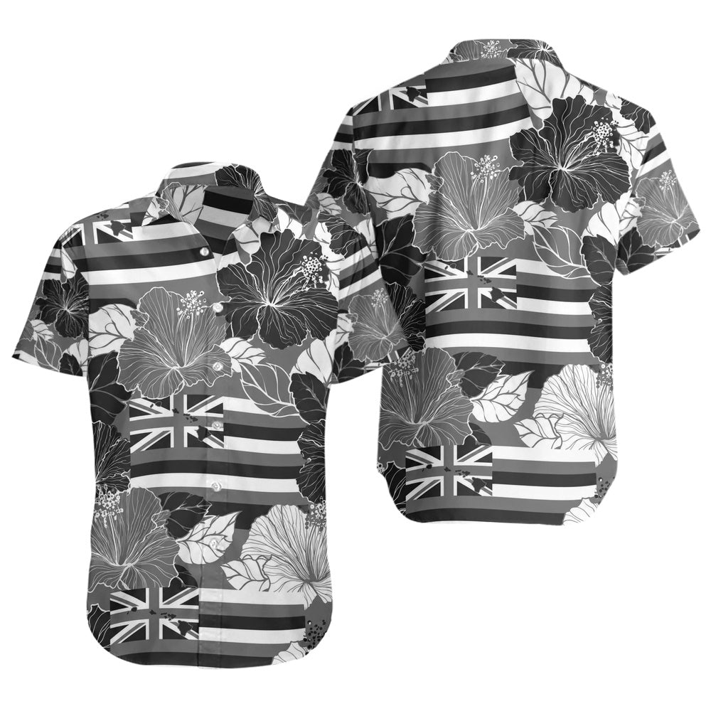 Hawaii Short Sleeve Shirt Hibiscus Flag Map Island Pride