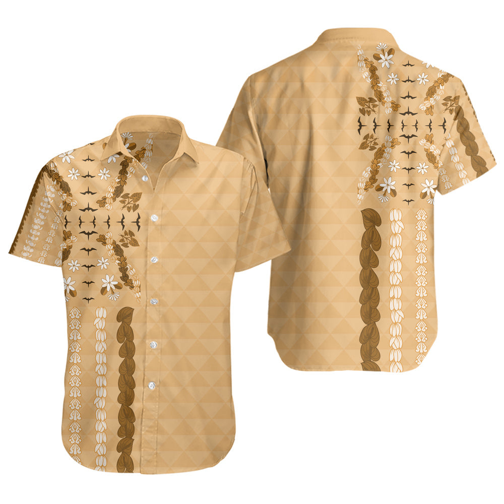 Hawaii Short Sleeve Shirt Lei Flower Island Elegance