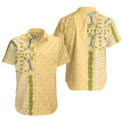Hawaii Short Sleeve Shirt Lei Flower Island Elegance