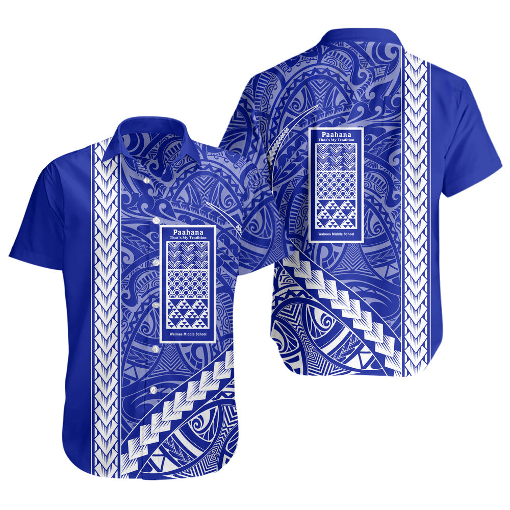 Waimea Middle Public Conversion Charter School Short Sleeve Shirt Tribal Polynesian Pride Style