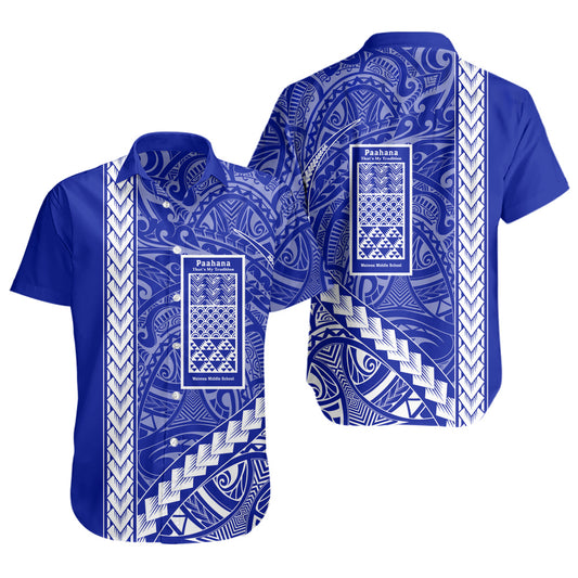 Waimea Middle Public Conversion Charter School Short Sleeve Shirt Tribal Polynesian Pride Style