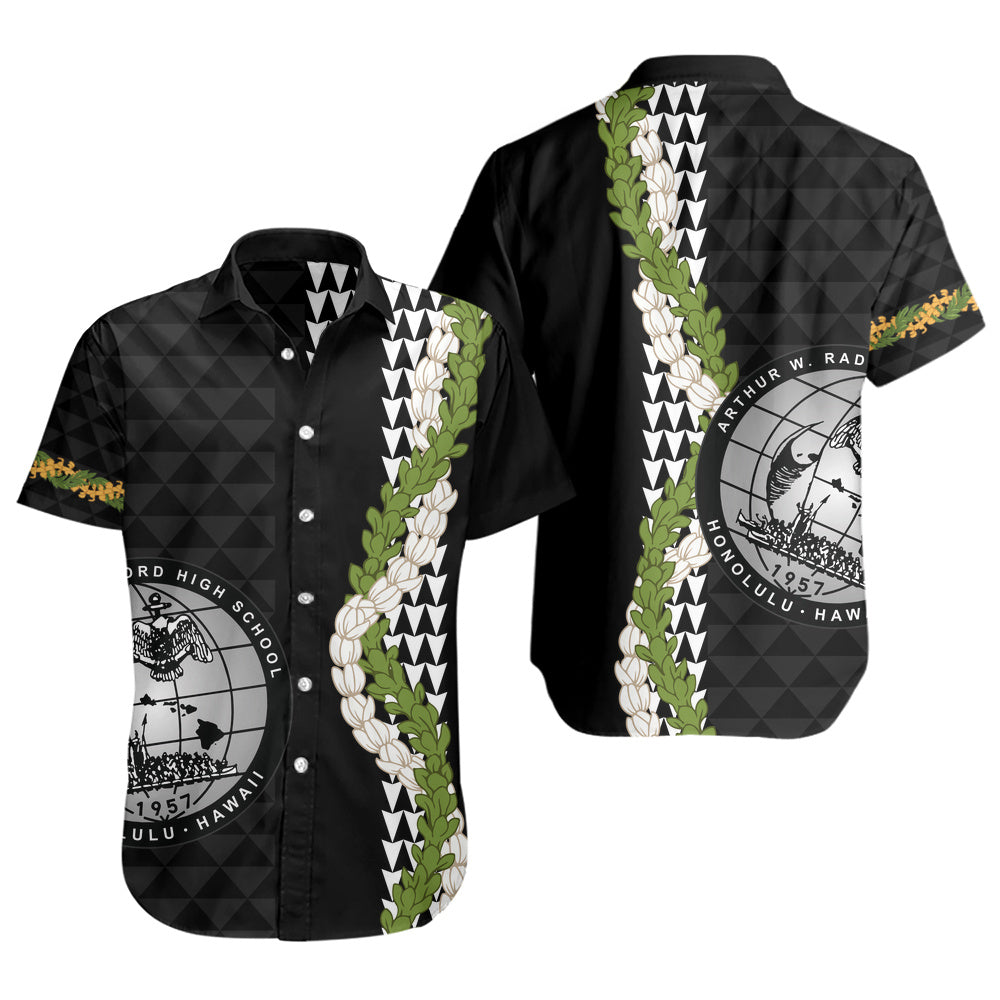 Admiral Arthur W. Radford High School Short Sleeve Shirt Puakenikeni Maile Flower Lei
