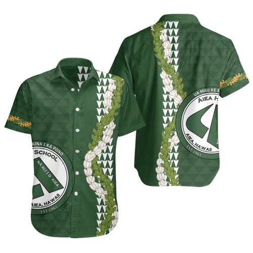 ʻAiea High School Short Sleeve Shirt Puakenikeni Maile Flower Lei