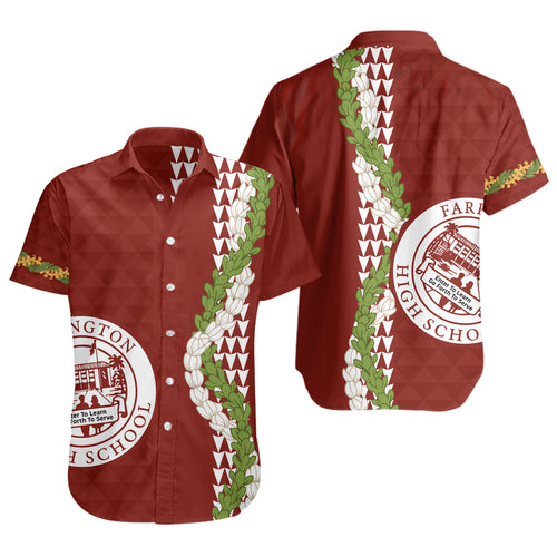 Farrington High School Short Sleeve Shirt Puakenikeni Maile Flower Lei