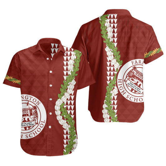 Farrington High School Short Sleeve Shirt Puakenikeni Maile Flower Lei