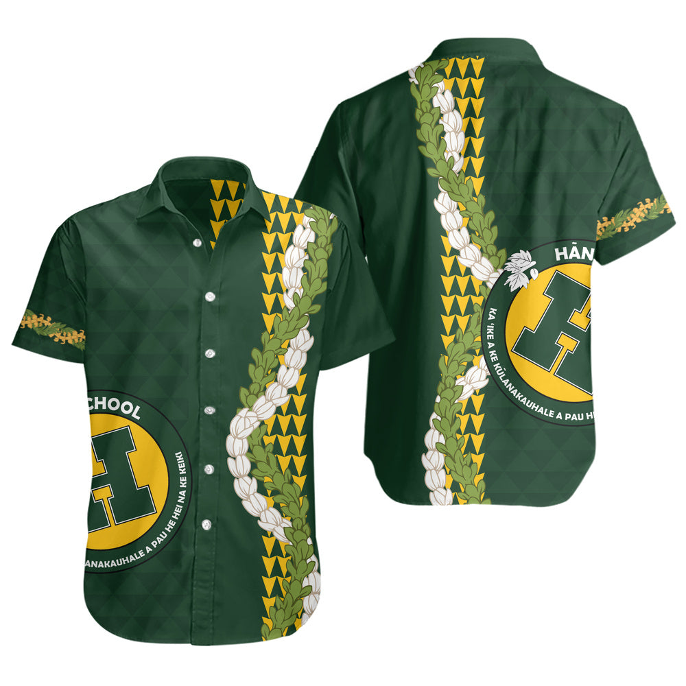 Hana High and Elementary School Short Sleeve Shirt Puakenikeni Maile Flower Lei