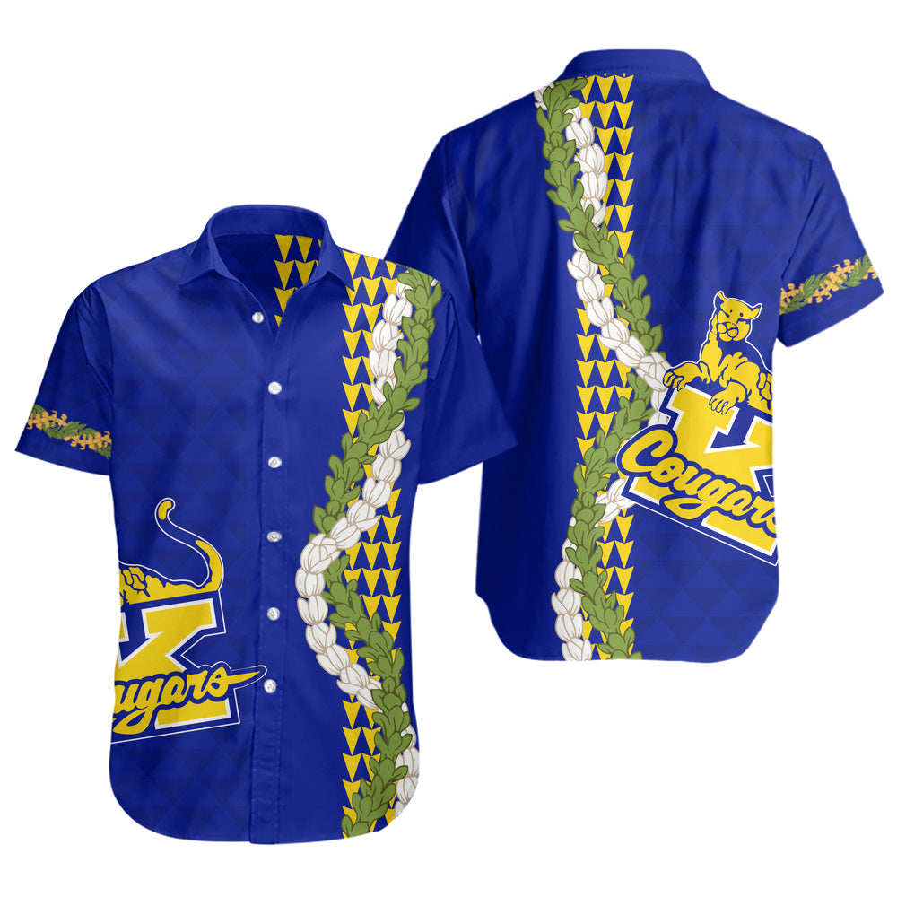 Henry J. Kaiser High School (Hawaii) Short Sleeve Shirt Puakenikeni Maile Flower Lei