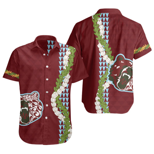 Henry Perrine Baldwin High School Short Sleeve Shirt Puakenikeni Maile Flower Lei